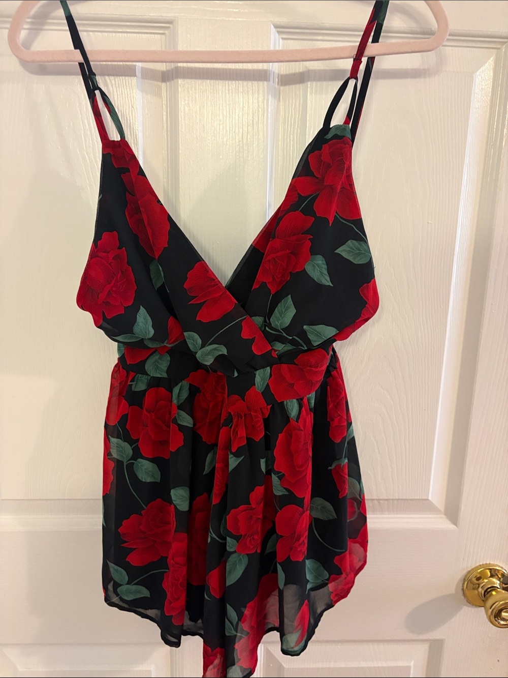 audrey Navy Blue Floral Red Print Romper